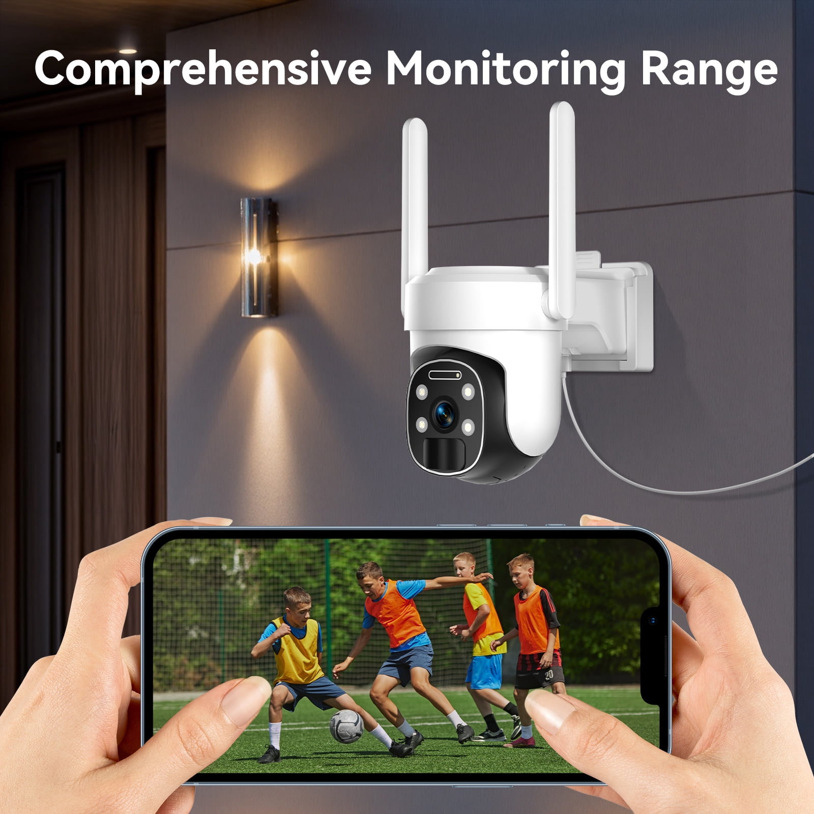 4G LTE Cellular Security Camera Outdoor with 32G TF card, 2K No WiFi Solar Camera Outdoor Wireless Color Night Vision, Cellular Cameras for Security 360° Viewing, PIR Motion Sensor,2Pack