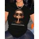 thumbnail image 1 of Women's Fashionable Black T-Shirt with Creative Praying Youngsters Graphic - Casual Round Neck Short Sleeve, Comfortable Polyester Blend, Ideal for Summer, Casual Wear|Relaxed Style|Glossy Finish, 1 of 8