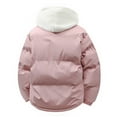 thumbnail image 4 of Zedker Women's Lightweight Winter Hooded Puffer Coat Cropped Puffer Long Sleeve Zip Coats,Plus Size PinkM, 4 of 4