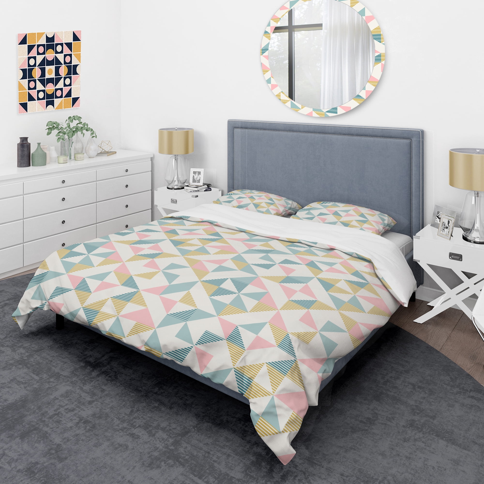 Designart 'Diamond Retro XI' Mid-Century Modern Duvet Cover Set
