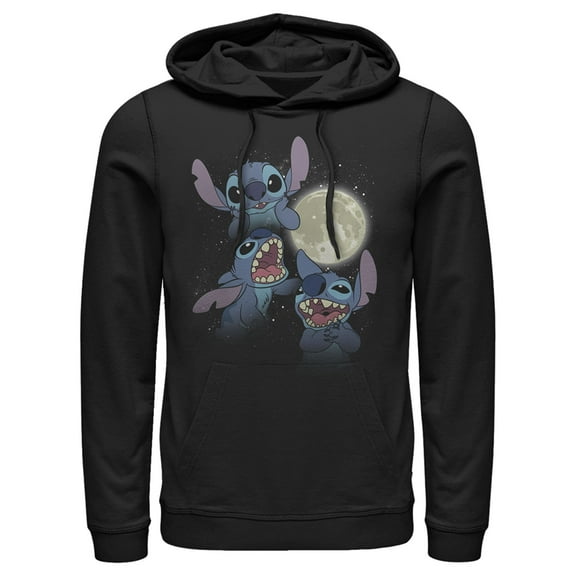 Men's Lilo & Stitch Howling at the Moon Pull Over Hoodie Black 3X Large