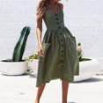 thumbnail image 1 of Vestido Midi Elegante Vestido ajustado para mujer Estilo bohemio Ajuste holgado Cuello en V Color sólido Traje de vacaciones Cgtredaw Verde Militar Xl para Mujer, 1 of 1