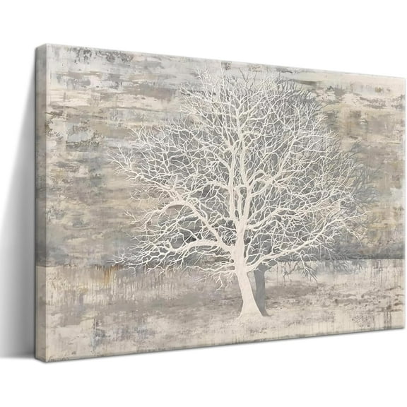 Framed Large Tree of Life Canvas Wall Art for Living Room, Abstract paintings for bedroom, Blue White Tree Pictures Prints, Modern Wall Decor for Yoga Room Office, Artwork Decoration – 16x24 in