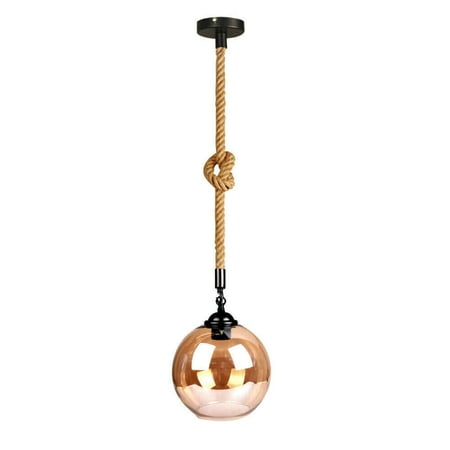 

ptxflj Vintage Industrial Loft Style Hemp Rope Hanging Pendant Light Ceiling Glass Lamp