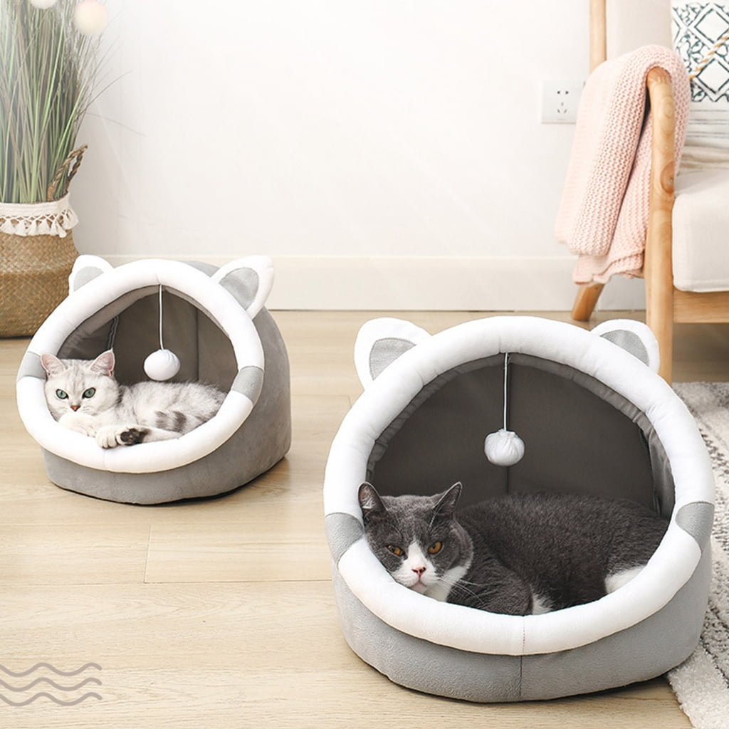 Zeiwohndc Cat Plush Bed Kitten Sleeping Bed Small Dog Bed Four Season Furry Cat Cushion