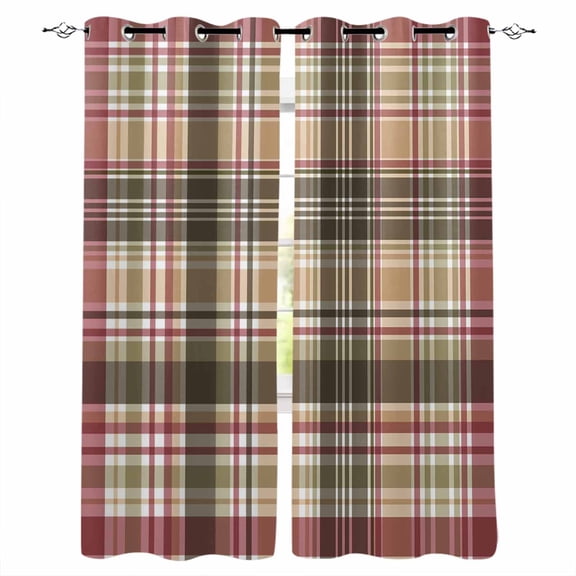 Blackout Curtains for Bedroom, Buffalo Plaid Room Darkening Window Drapes for Living Room, Modern Farmhouse Colorful Checkered Thermal Insulated Grommet Curtains, 27.5x39 inch, 2 Panels