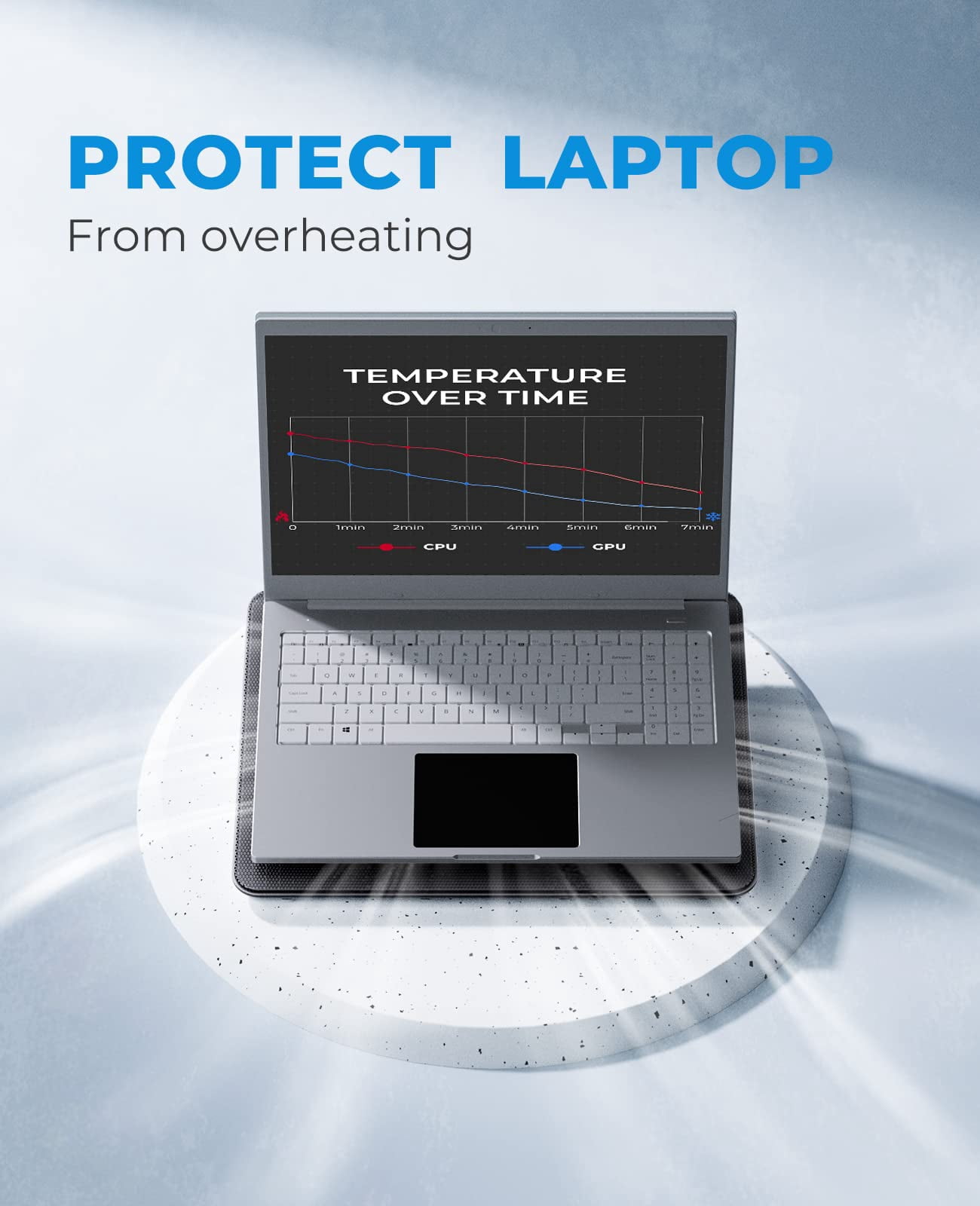 Hv-f2056 15.6"-17" Laptop Cooler Pad - Slim Portable Usb (3 Fans)  Black/blue