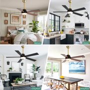 Cusp Barn 52 Modern Indoor Ceiling Fan with LED Lights and Remote Control, DC Motor 6 Speeds, Gold Finish, Reversible Blades
