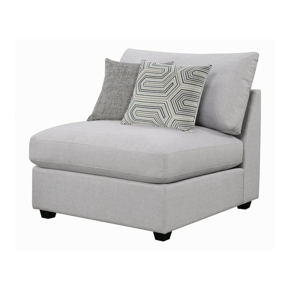 Benjara Fabric Armless Chair with Pillow Back Cushions and Tapered Feet- Gray