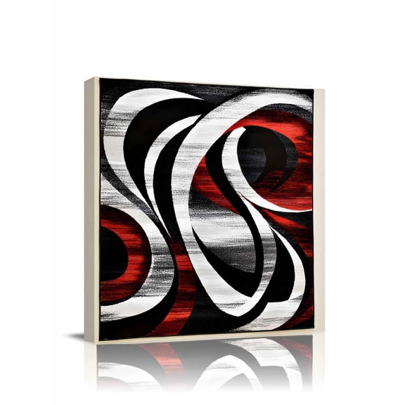 Modern Seamless Stitching Canvas Wall Art, Black Red Geometric Framed Wall Decor Modern Artwork Prints Painting for Living Room, Bedroom, Kitchen & Cafe Decor 20x20 Inch