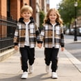 thumbnail image 6 of ClothesFuns Boys Outfits 2Pcs Boys Clothes Outfits Plaid Long Sleeve Hooded Button Shirt and Jogger Pants for Kids Spring Summer Pants Set, 6 of 8