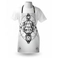thumbnail image 3 of Sacred Geometry Apron Simplistic Seed of Life Symbol Vortex Motion with Spheres Print, Unisex Kitchen Bib Apron with Adjustable Neck for Cooking Baking Gardening, Black Silver White, by Ambesonne, 3 of 3