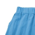 thumbnail image 6 of Yubnlvae Solid Color Trousers No Drawstring Pure Linen - Elastic Waist Pocket Minimalist Daily Pants Blue, XXXL, Includes 1pc Pants per order, 6 of 6