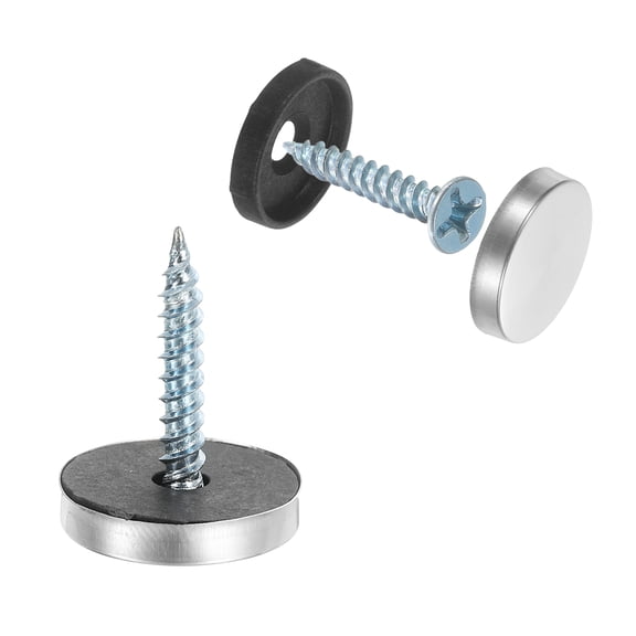 24pcs Screw Covers Caps, 18mm Dia Stainless Steel Flat Gasket Mirror Screws