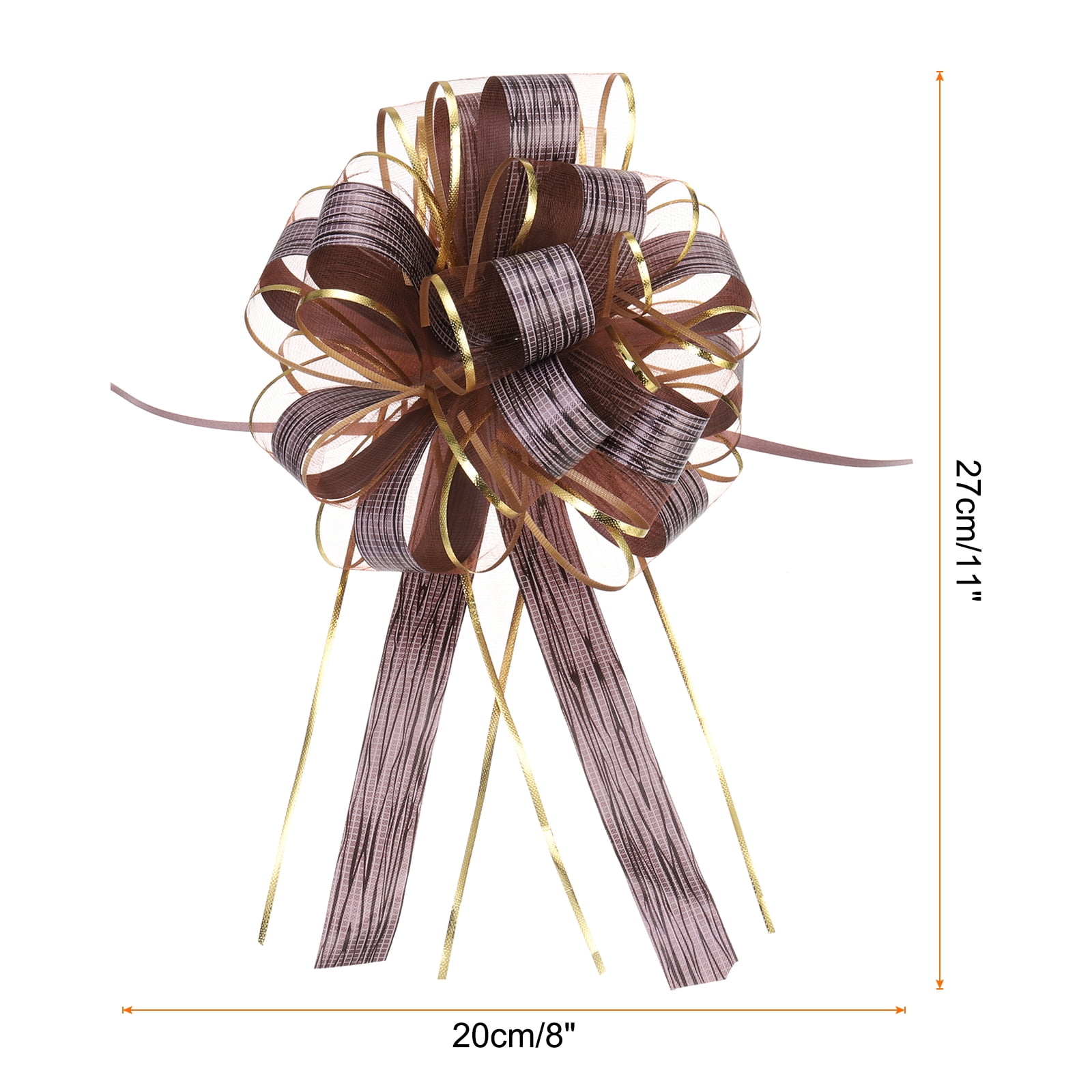 20pcs 8 Inch Large Pull Bow Gift Wrapping Bows Ribbon Organza Coffee for Wedding Presents Christmas Party