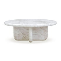 Pemberly Row Marble Indoor/Outdoor 32 inch Round Short Coffee Table