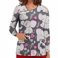 thumbnail image 2 of Pompotops Hauts à Col en V pour Femmes, Uniforme de Travail, T-Shirt Imprimé à Manches Longues avec Poches, 2 of 6