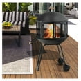 thumbnail image 2 of 28” Outdoor , Rolling Patio Wood Burning Firepit with Lockable Doors, Fire , Pine Wood Handle & Wheels, Heavy Duty for BBQ Entertaining Camping, 2 of 8