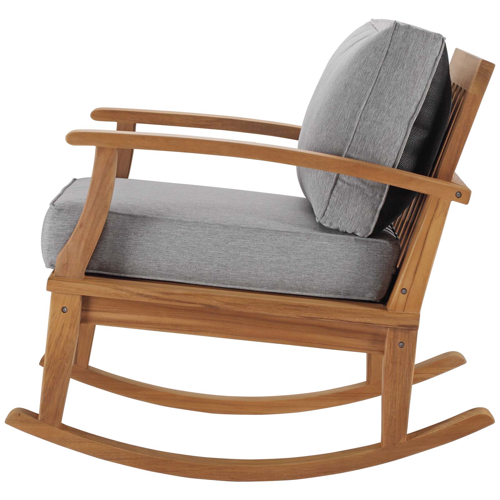 Lounge Rocking Chair, Wood, Brown Natural Grey Gray, Modern Contemporary Urban Design, Outdoor Patio Balcony Cafe Bistro Garden Furniture Hotel Hospitality - image 3 of 8