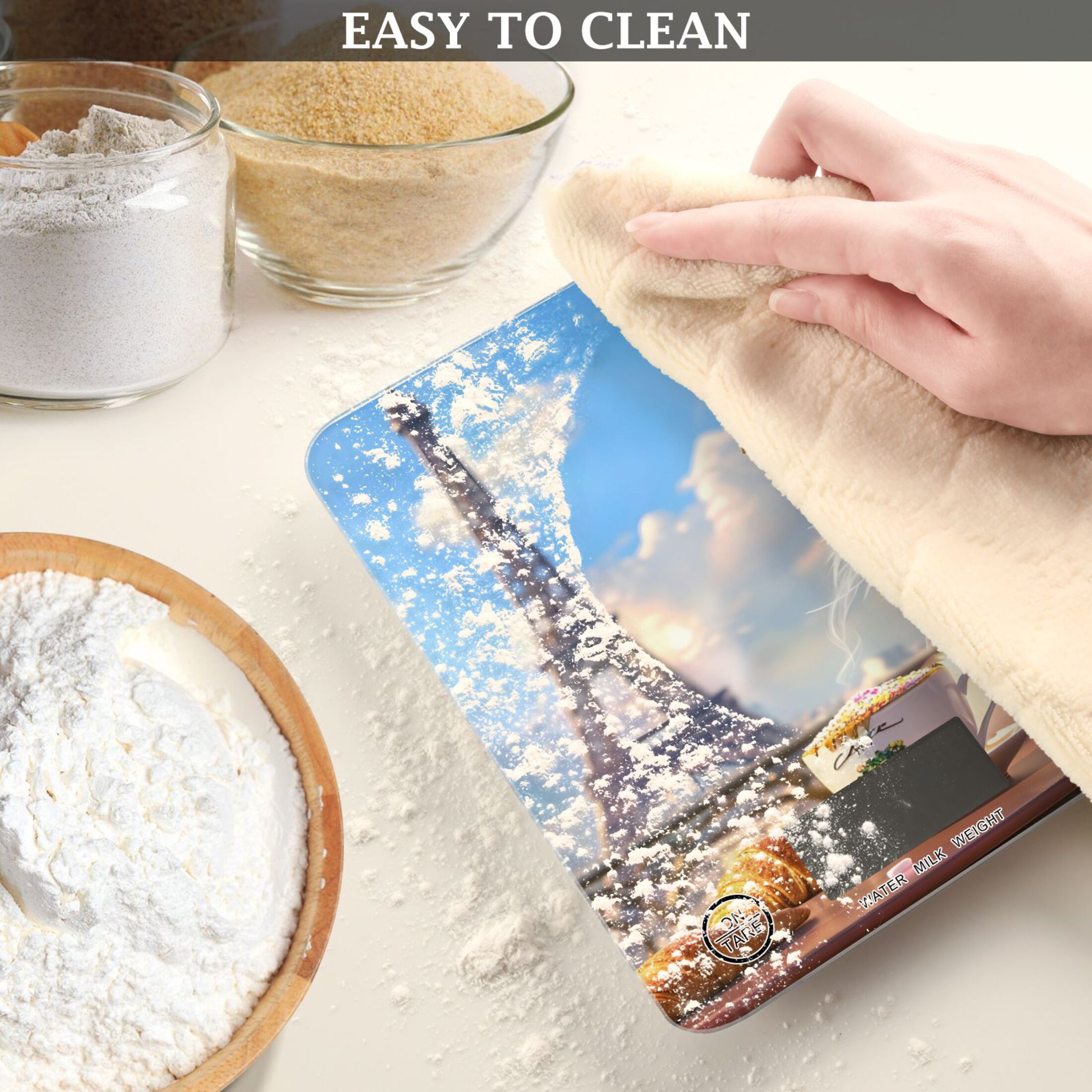 Cat Tower Flowers Food Scale Digital Kitchen Scale Waterproof Tempered Glass Tare Function 11 lb for Baking Cooking Meal Prep