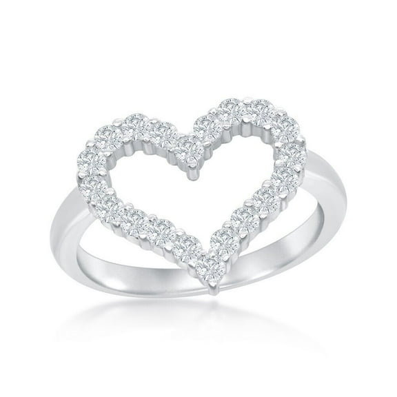 Open Heart Shape Pave Set Diamond Ring 1.8 Ct Diamond 14K White Gold Over