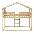 thumbnail image 4 of DEALTOPS Twin Over Twin Bunk Bed Wood Frame with Beige Cotton Tent,House-Shaped - Yellow, 4 of 8