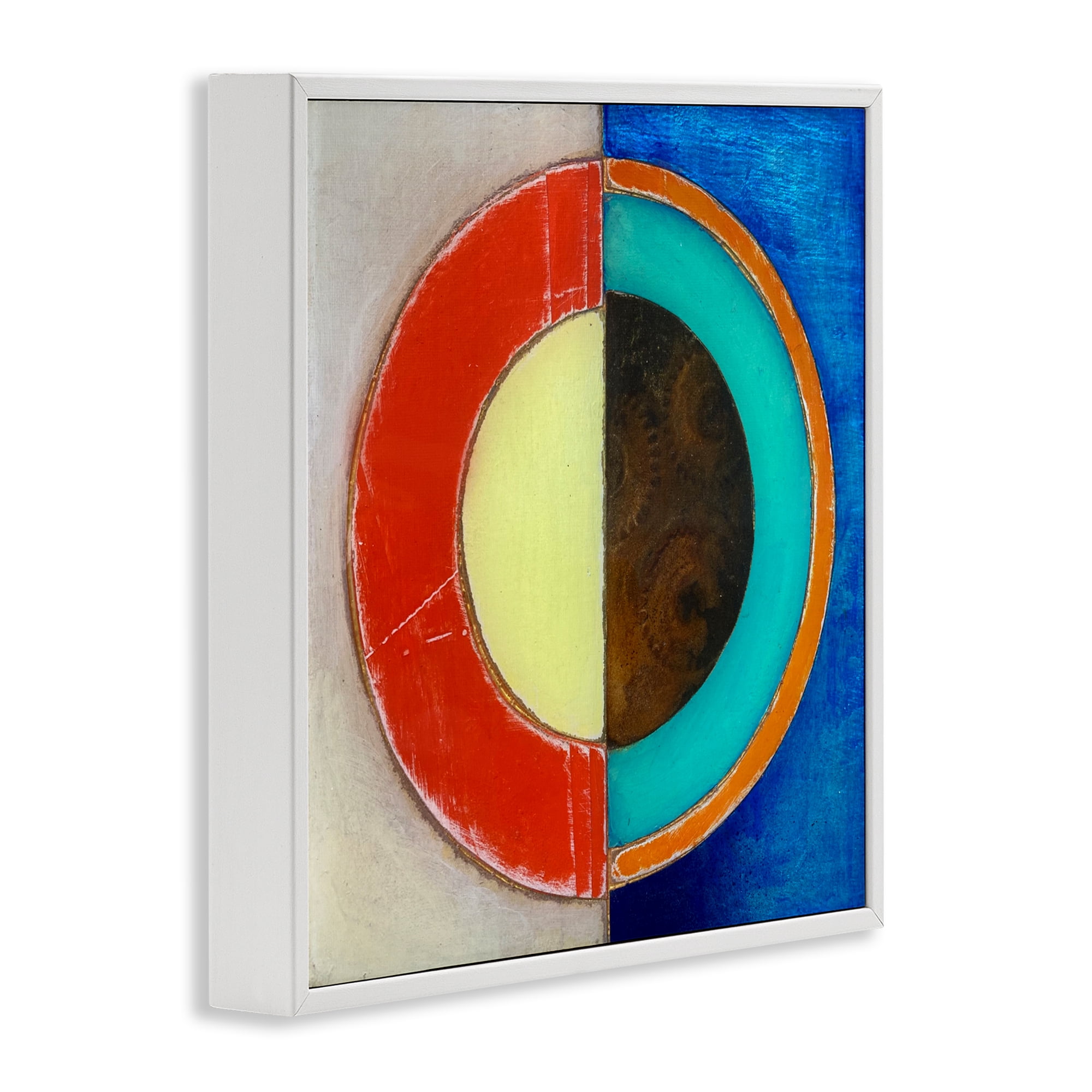 Stupell Industries Round Structured Color Block White Framed Giclee Art, design by Matthew Finger