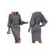 thumbnail image 2 of Suéter de Larga con Cuello Alto y Farol para Mujer, Estilo Formal, Ajustado, Ajustado, Estilo Lápiz, Midi, para Vestir Gris S, 2 of 7