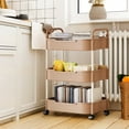 thumbnail image 5 of Yhmxh 3 Tier Rolling Carts with Wheels, Utility Cart with Handle and Wheels, Storage Cart for Kitchen, Office, Bedroom, Rolling Utility Cart for Diaper, Art Tools, Snack, Craft Storage Cabinet, 5 of 6