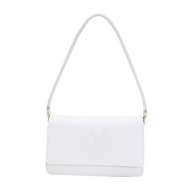 Bolso de mano para mujer con patrón de cocodrilo, Bolso de hombro de cuero PU, elegante embrague (blanco)