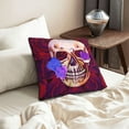 thumbnail image 6 of Velvet Decorative Throw Pillow Covers Set of 2, Soft Square Cushion Cover with Invisible Zipper Red Rose Skull Printing, 20"x20", 6 of 7