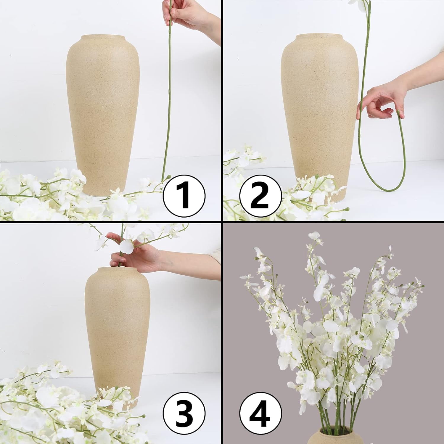 Artificial Orchids Silk Flowers,10 PCS (Each 37'') White Orchids Artificial Flowers Fake Orchid Long Stem Artificial Flowers Fake Silk Flowers for Indoor Outdoor Wedding Home Office Decoration(White)