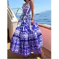 thumbnail image 4 of Vestidos de playa de estilo bohemio de verano para mujer, vestido de tirantes finos con estampado a media pierna, 4 of 5