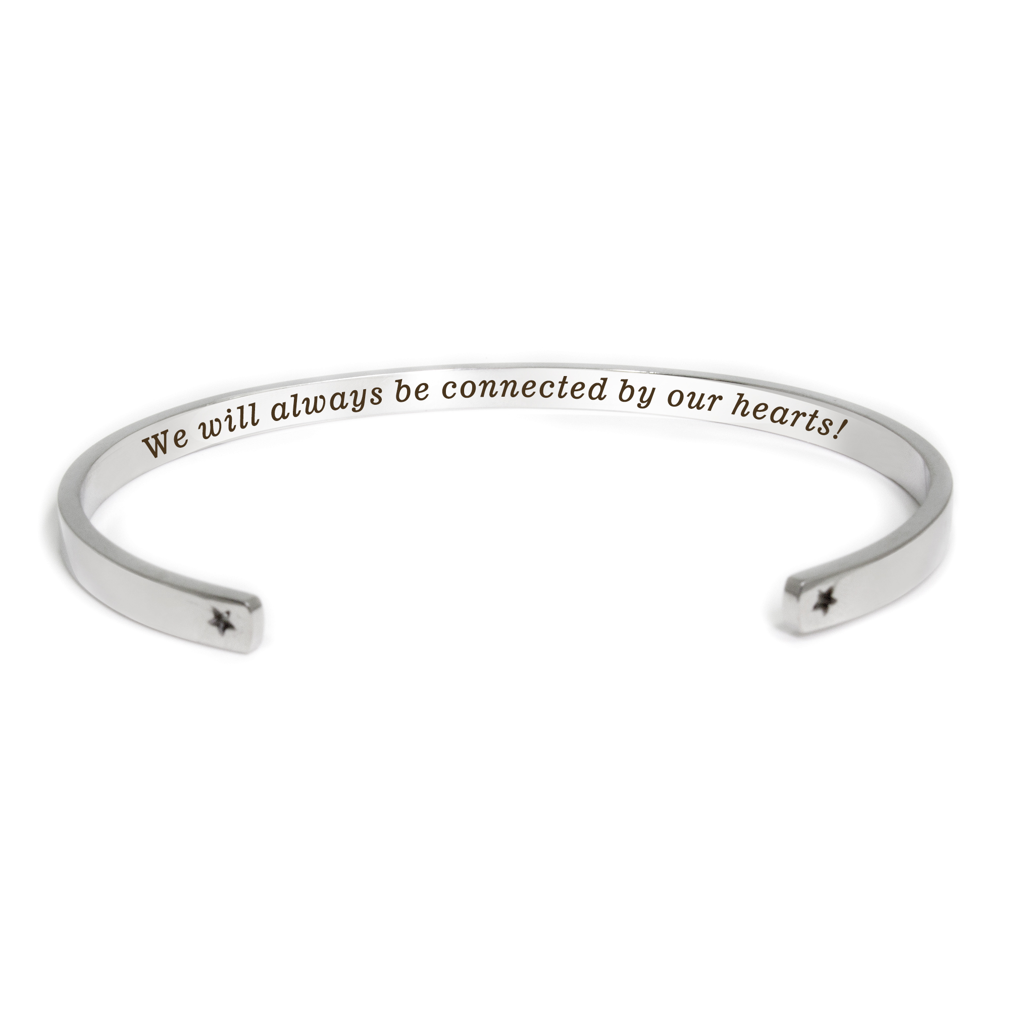 "We will always be connected…" Adjustable Silver Stainless Steel Cuff Bangle Mother's Day Gift Set