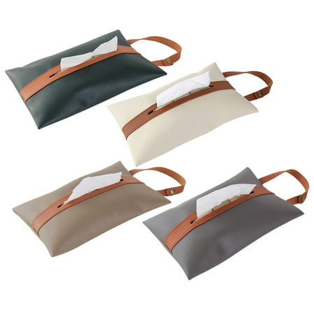 

Tiabiaya Hanging Armrest Box Leather Tissue Bag Hangable Paper Bag
