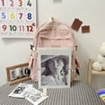 thumbnail image 4 of Mochila Mochila de gran capacidad Mochila de libro escolar de estudiante de lona simple (rosa), 4 of 9