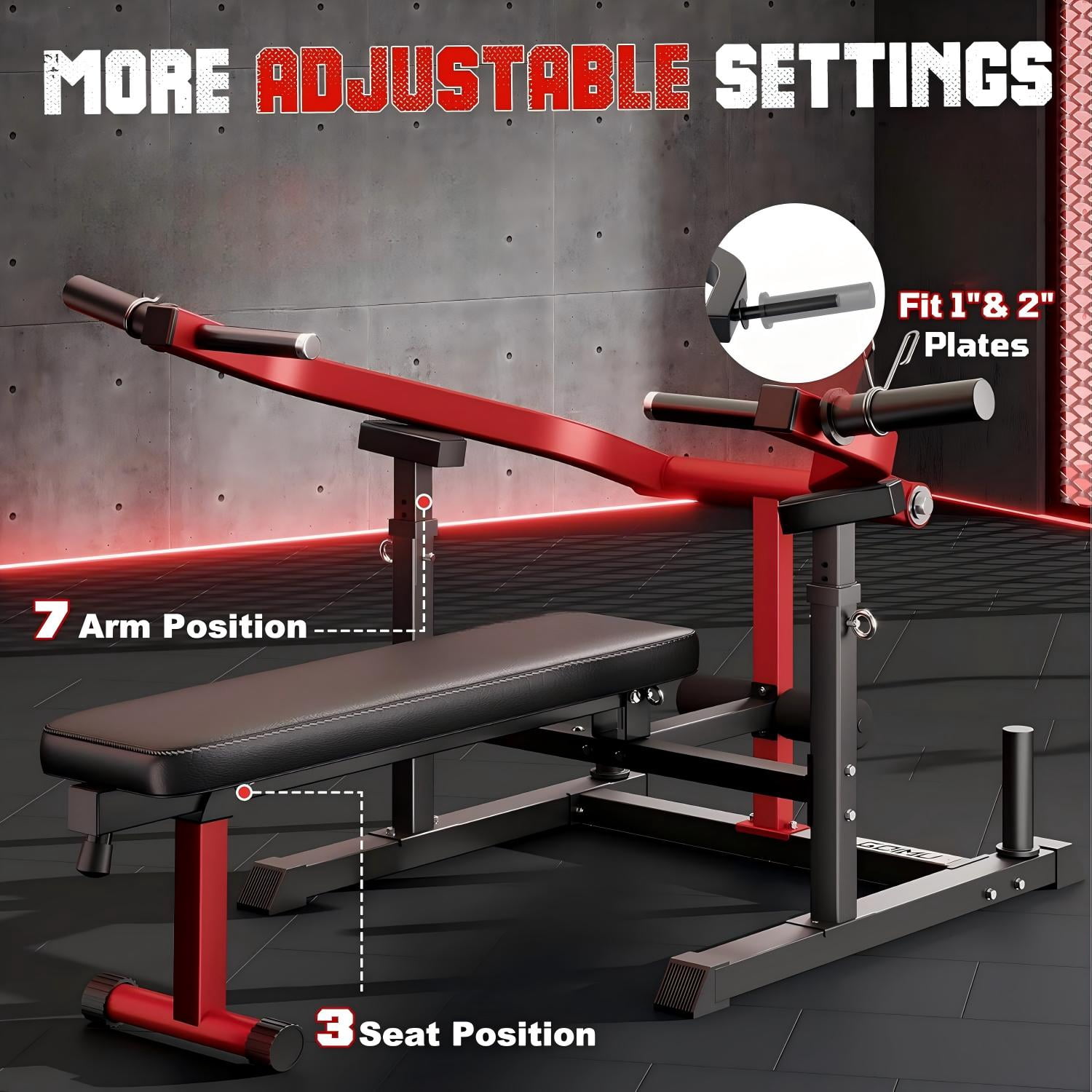Chest Press Machine, Weight Bench Press Machine with Independent Arms, Adjustable Flat Incline Bench Press for Chest, AB Workout Home Gym Equipment