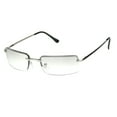 thumbnail image 2 of Mens Spring Hinge Narrow Rectangular Rimless Classy Metal Rim Sunglasses Silver - Clear, 2 of 4