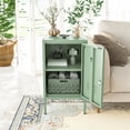 thumbnail image 3 of Single Door Lockable Metal End Table & Children's Bedside Table, 2-Tier Storage Cabinet with Adjustable Shelf, Easy Assembly Side Table for Living Room Bedroom Home Office Green, 3 of 6
