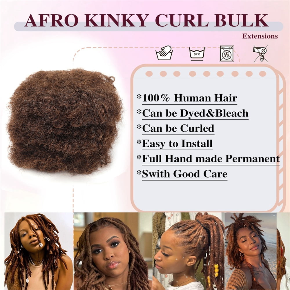 Afro Kinkys Bulk Human Hair #4 Brown Hair Bundles for Mini Twist, Braiding, Loc Extensions & Crochet