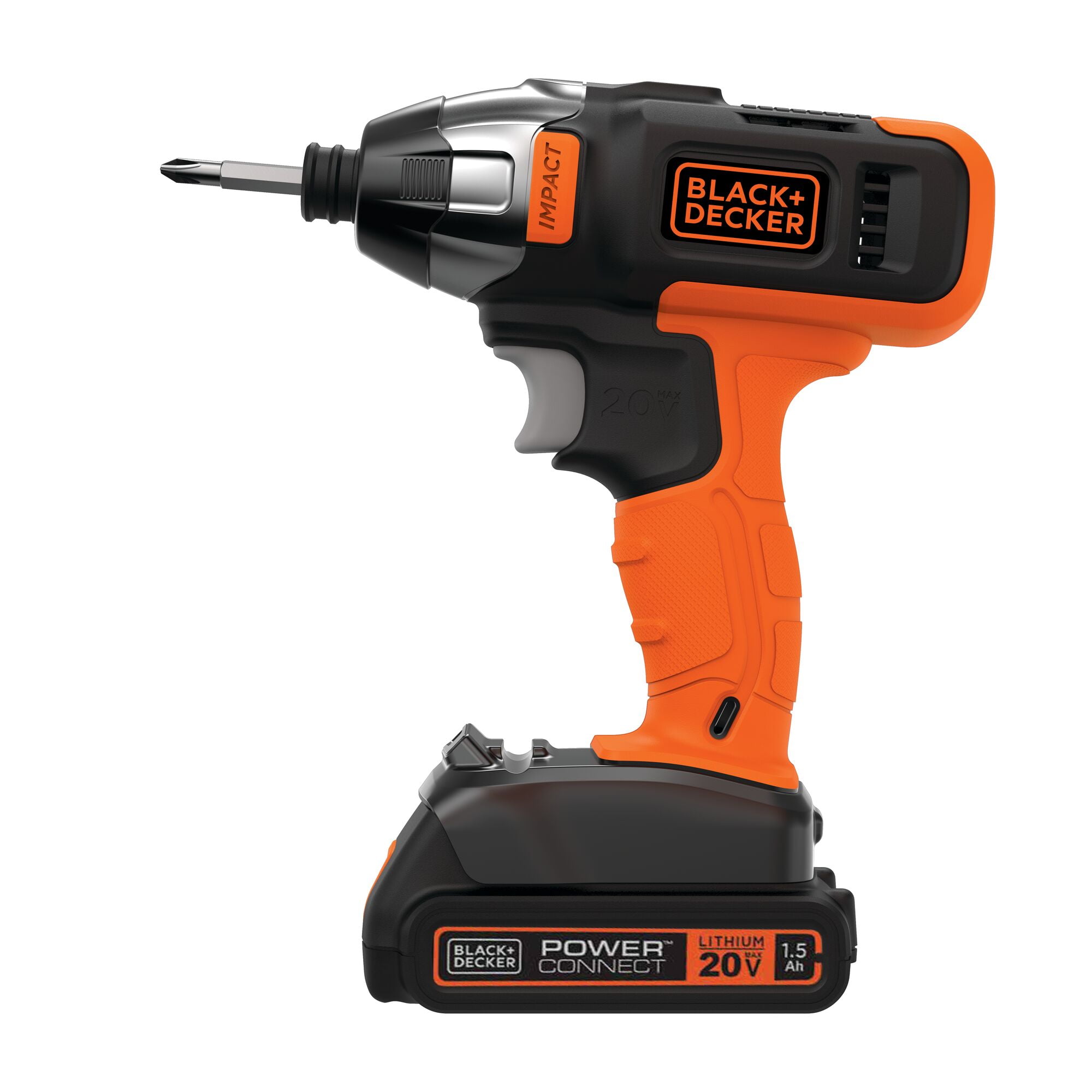 BLACK+DECKER 20V MAX* Cordless Impact Driver with Charger and Fastening Bit, (BDCI20BC)