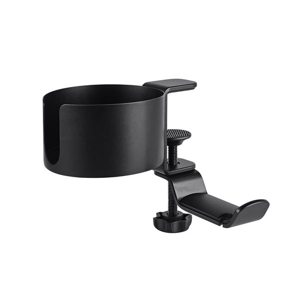 Kearding Soporte para auriculares de montaje en escritorio de aleación de aluminio, portátil, desmontable, 360 grados, bolso para auriculares, Almacenamiento y organización del hogar