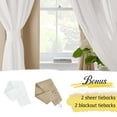thumbnail image 6 of NICETOWN Nursery Double Layers Light Blocking Crushed Voile Sheer Overlap Blackout Curtains with 4 Tie-Backs for Girls Bedroom Window, Cortinas para sala (Set of 2, W52 x L63, Biscotti Beige), 6 of 7