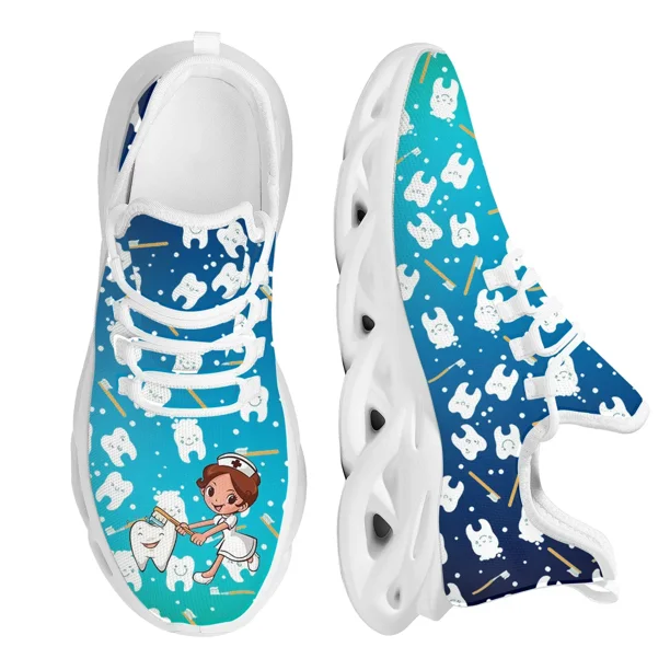 Zapatos casuales para mujer, zapatillas ligeras de malla con diseño de dientes y enfermera, tenis para mujer