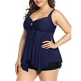 thumbnail image 4 of Birdeem Plus Size Women Swimsuit High Waist Solid Conservative Split Swimwear, 4 of 8