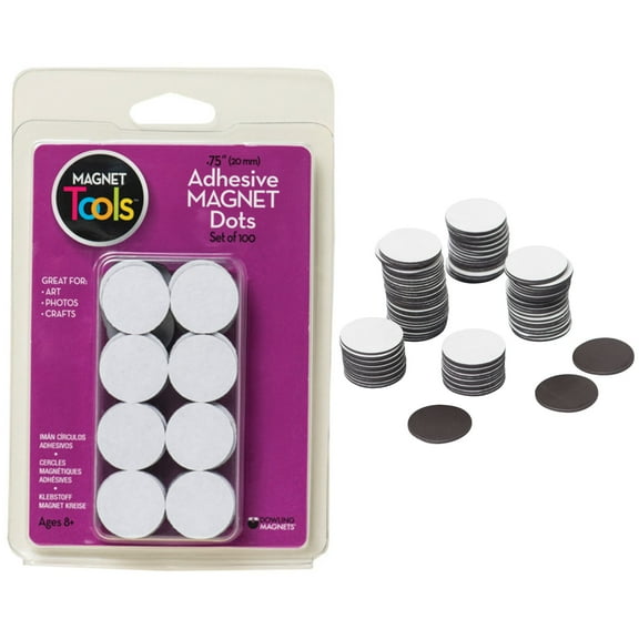Dowling Magnets Magnetic Dot with Adhesive Backing, 3/4 Inch Diameter, Pack of 100