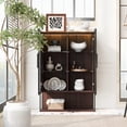 thumbnail image 3 of Euroco Freestanding Lighted Display Cabinet with Glass Door Curio Cabinet with 4-Tier Adjustable, 51.2'', 3 of 9