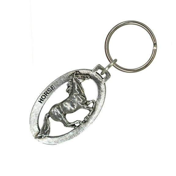 Horse Keychain, M132KC, Farms, Farmer, Horseback, Key Fob, Key Ring, Keys, Zipper Pull, Luggage Tag, Pewter, Backpack, Over 300 Keychains Designs, Handmade in the USA