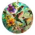 thumbnail image 1 of Qaailabf 10cm Stained Glass Hummingbird Suncatcher | Vibrant Window Pendant for Home & Garden | Multicolor Birds with Open Wings Perched on Flower, 1 of 2