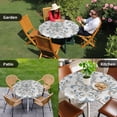 thumbnail image 4 of Blue Tan Flower Round Tablecloth for 45-54 Inch Tables,Fitted Table Cover with Elastic Edge,Abstract Vintage Ethnic Tribal Boho Waterproof Outdoor Table Cloth Protector for Patio Garden Dinner Picnic, 4 of 9